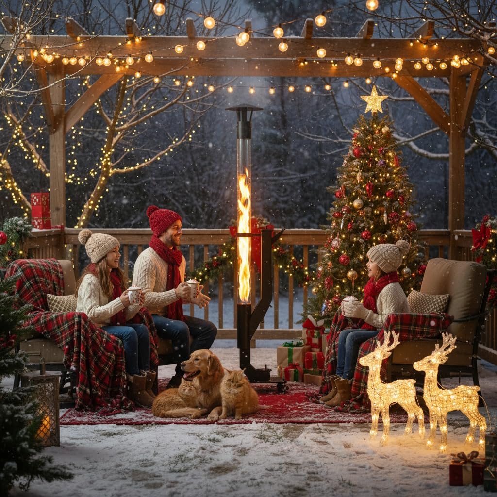 Wood Pellet Patio Heater, Outdoor Pellet Heater, Portable Wood Pellet Fire Pit with Ash Tray Patio Rocket Stove for Backyard Camping Garden Balcony, PH08