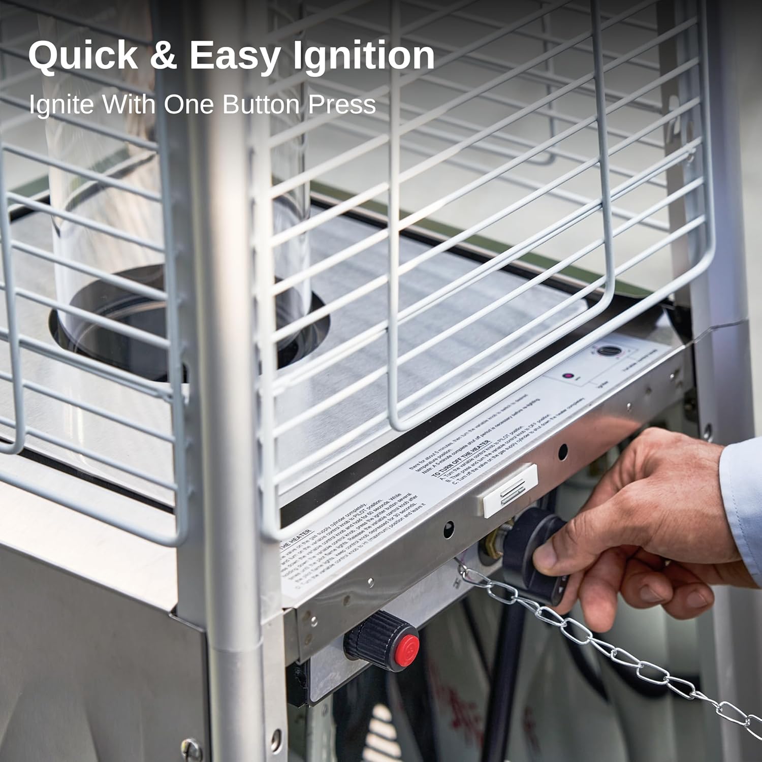 50,000 BTU Patio Heater for Outdoor Use With Round Table Design, Double-Layer Stainless Steel Burner and Wheels, Outdoor Patio Heater for Home and Commercial, Bronze, 31.9 x 31.9 x 86.6