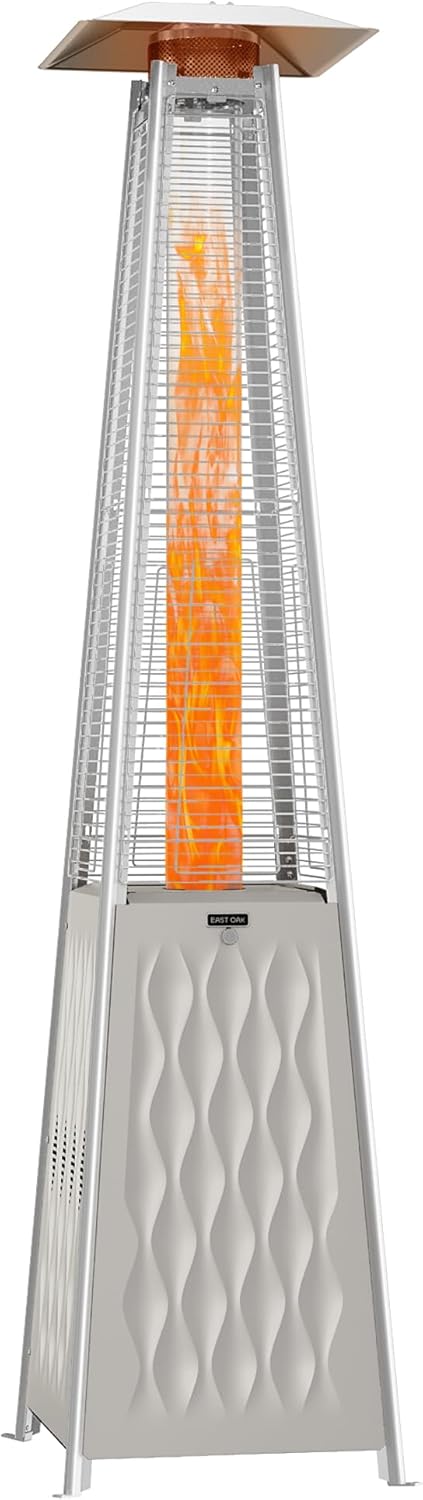 50,000 BTU Patio Heater for Outdoor Use With Round Table Design, Double-Layer Stainless Steel Burner and Wheels, Outdoor Patio Heater for Home and Commercial, Bronze, 31.9 x 31.9 x 86.6