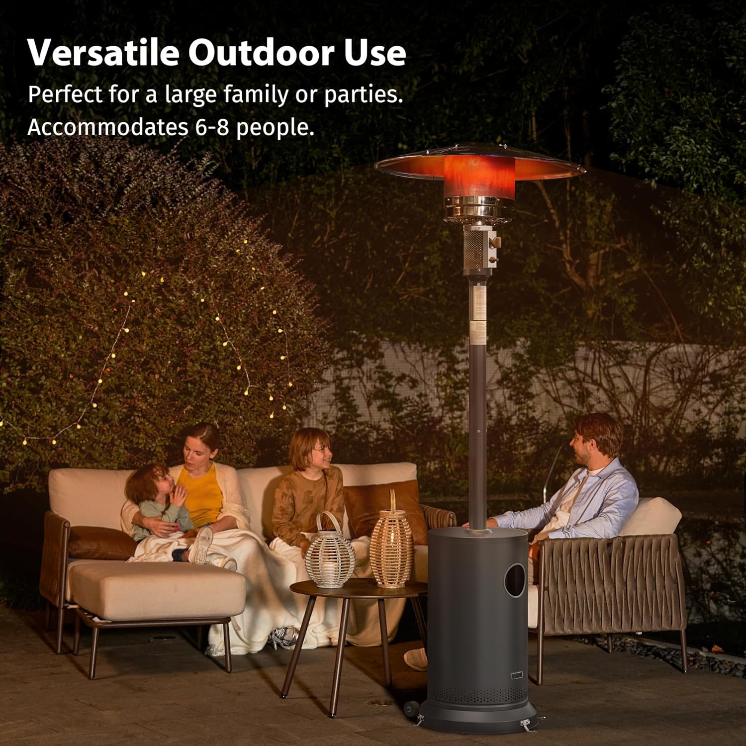 50,000 BTU Patio Heater for Outdoor Use With Round Table Design, Double-Layer Stainless Steel Burner and Wheels, Outdoor Patio Heater for Home and Commercial, Bronze, 31.9 x 31.9 x 86.6