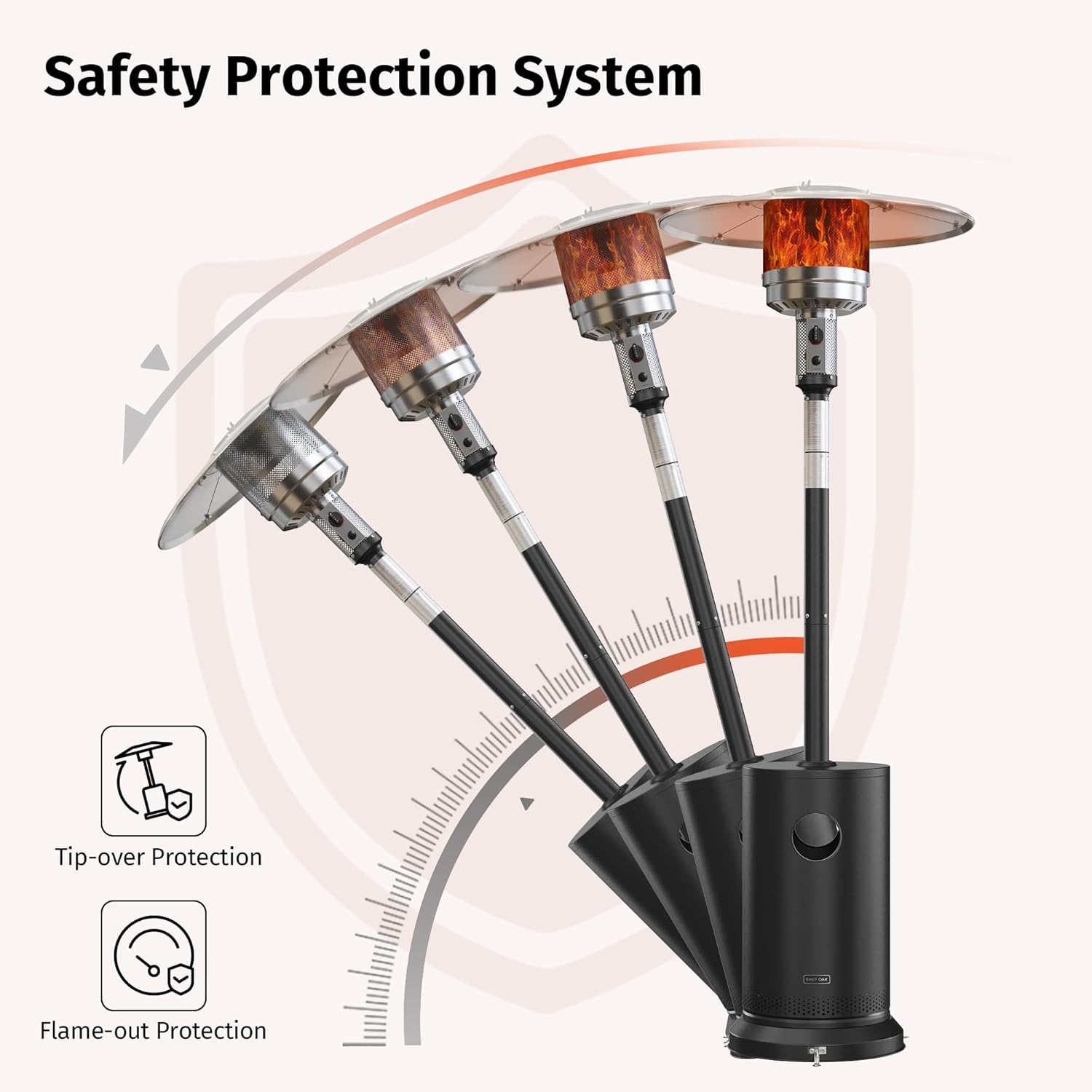 50,000 BTU Patio Heater for Outdoor Use With Round Table Design, Double-Layer Stainless Steel Burner and Wheels, Outdoor Patio Heater for Home and Commercial, Bronze, 31.9 x 31.9 x 86.6