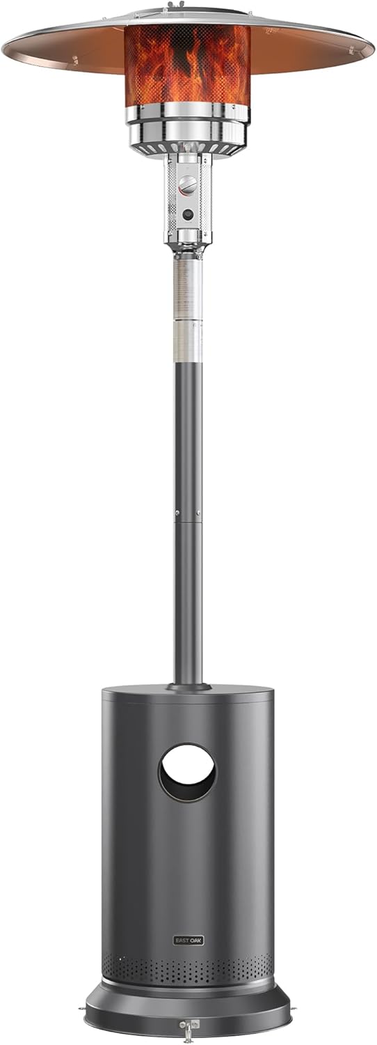 50,000 BTU Patio Heater for Outdoor Use With Round Table Design, Double-Layer Stainless Steel Burner and Wheels, Outdoor Patio Heater for Home and Commercial, Bronze, 31.9 x 31.9 x 86.6