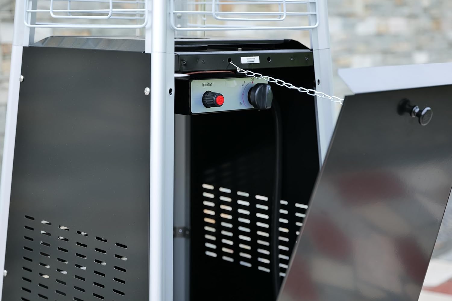 BTExpert 48000 BTU Pyramid Patio Heater for Outdoor Double Layer Stainless Steel Burner Triple Protection System Quartz Glass Tube Propane Heater for Home & Commerical Bronze