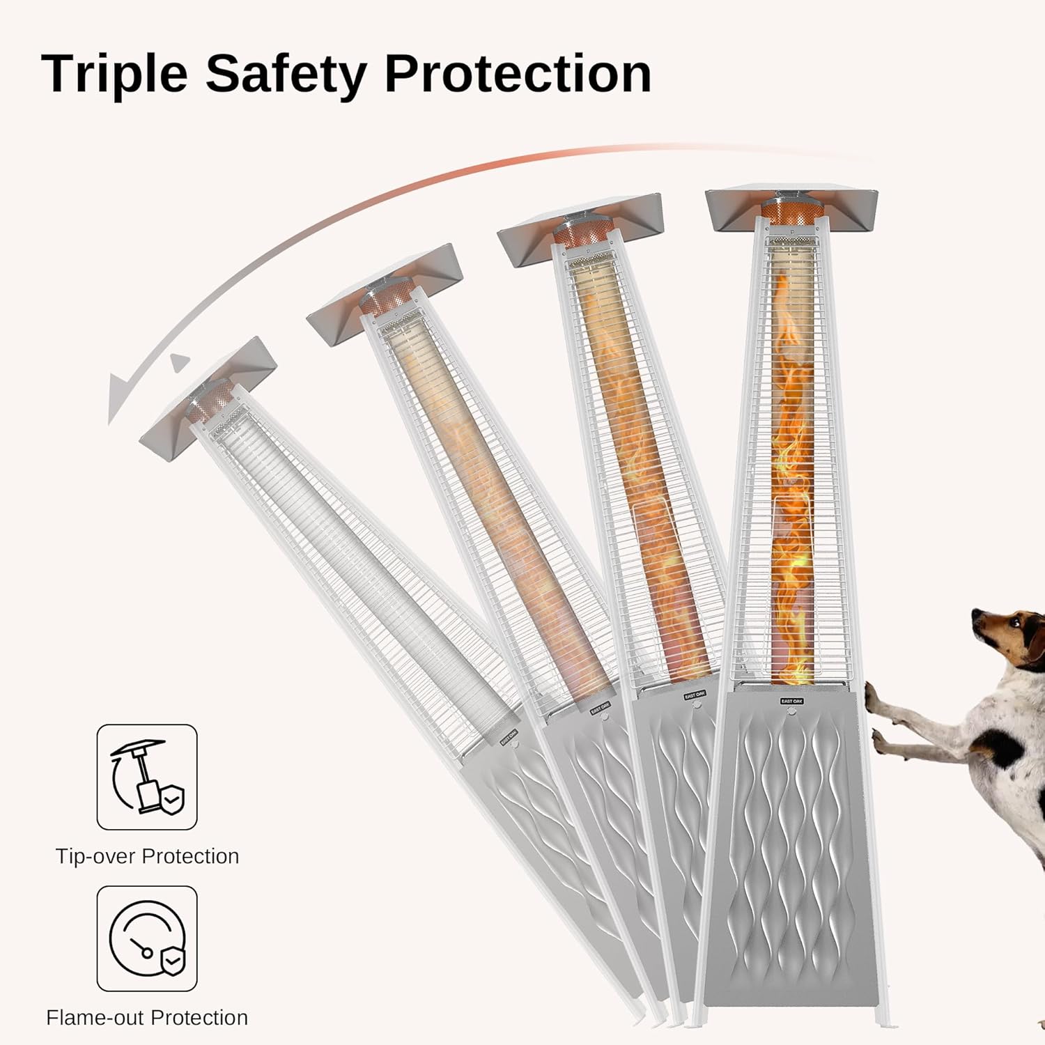 50,000 BTU Patio Heater for Outdoor Use With Round Table Design, Double-Layer Stainless Steel Burner and Wheels, Outdoor Patio Heater for Home and Commercial, Bronze, 31.9 x 31.9 x 86.6