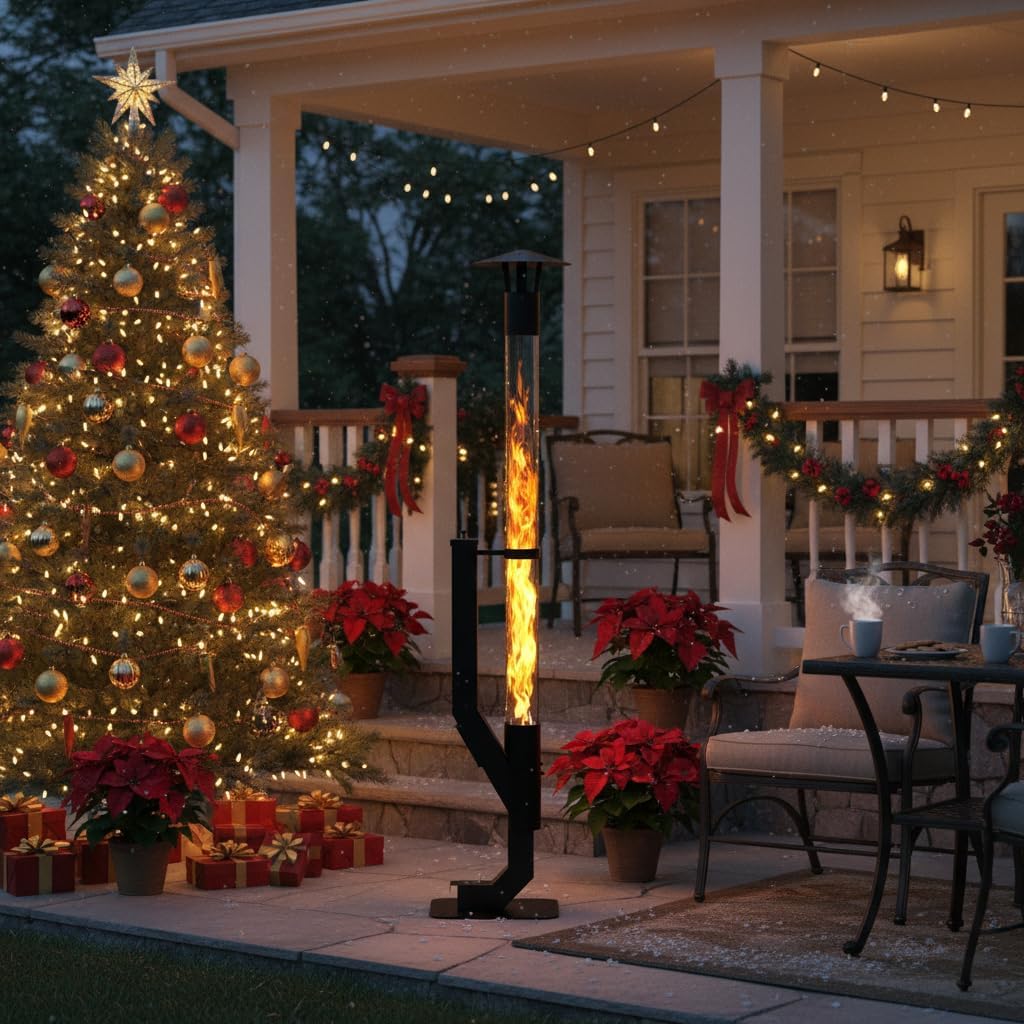 Wood Pellet Patio Heater, Outdoor Pellet Heater, Portable Wood Pellet Fire Pit with Ash Tray Patio Rocket Stove for Backyard Camping Garden Balcony, PH08