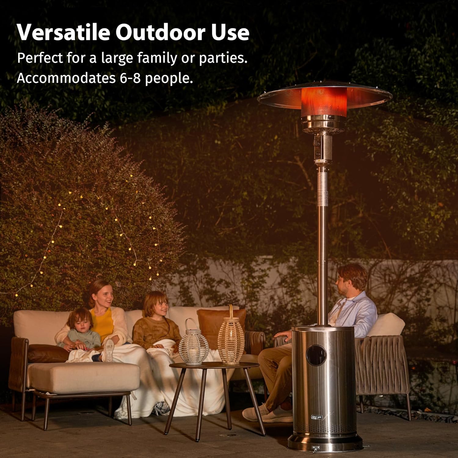 50,000 BTU Patio Heater for Outdoor Use With Round Table Design, Double-Layer Stainless Steel Burner and Wheels, Outdoor Patio Heater for Home and Commercial, Bronze, 31.9 x 31.9 x 86.6