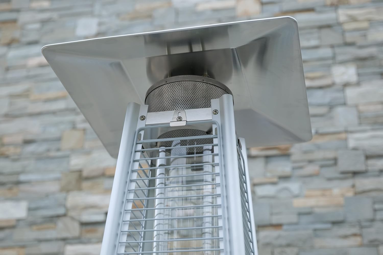 BTExpert 48000 BTU Pyramid Patio Heater for Outdoor Double Layer Stainless Steel Burner Triple Protection System Quartz Glass Tube Propane Heater for Home & Commerical Bronze