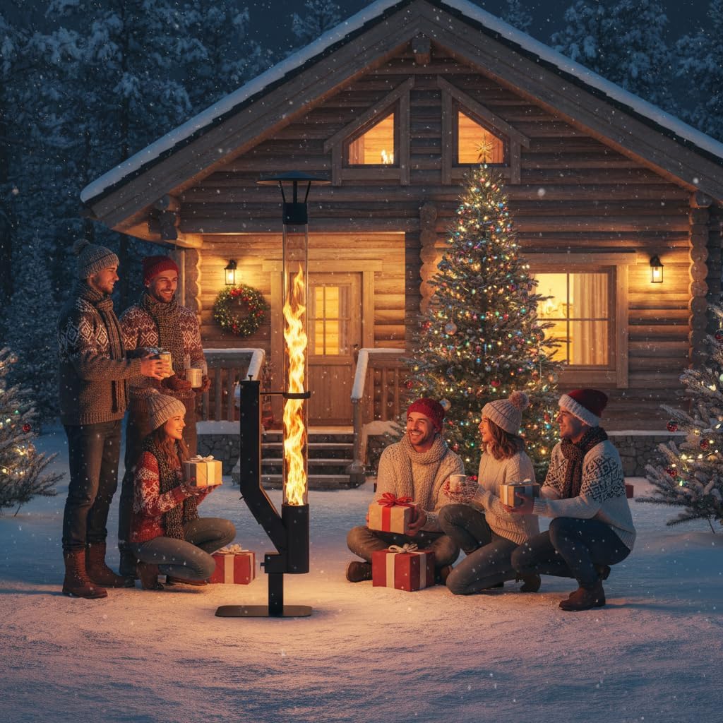 Wood Pellet Patio Heater, Outdoor Pellet Heater, Portable Wood Pellet Fire Pit with Ash Tray Patio Rocket Stove for Backyard Camping Garden Balcony, PH08