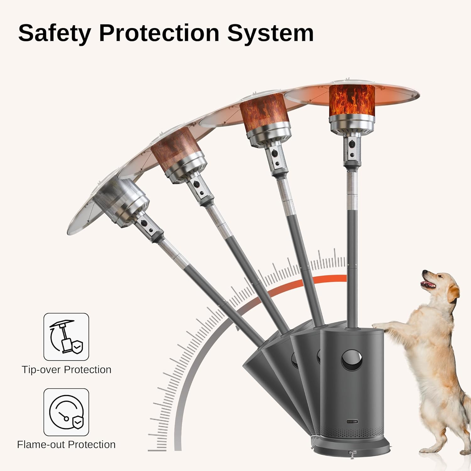 50,000 BTU Patio Heater for Outdoor Use With Round Table Design, Double-Layer Stainless Steel Burner and Wheels, Outdoor Patio Heater for Home and Commercial, Bronze, 31.9 x 31.9 x 86.6