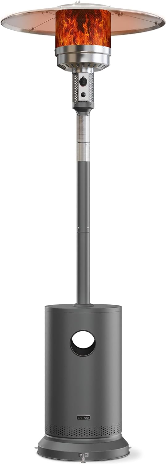 50,000 BTU Patio Heater for Outdoor Use With Round Table Design, Double-Layer Stainless Steel Burner and Wheels, Outdoor Patio Heater for Home and Commercial, Bronze, 31.9 x 31.9 x 86.6