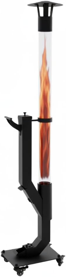 Nygira 61 Inch Patio Heater, Pellet Stove, Wood Pellet Heater for Outdoor with Exclusive Rain Cap, Smokeless Wood Pellet Burning Flame, All-Weather for Garden, Backyard, Party,Matte Black