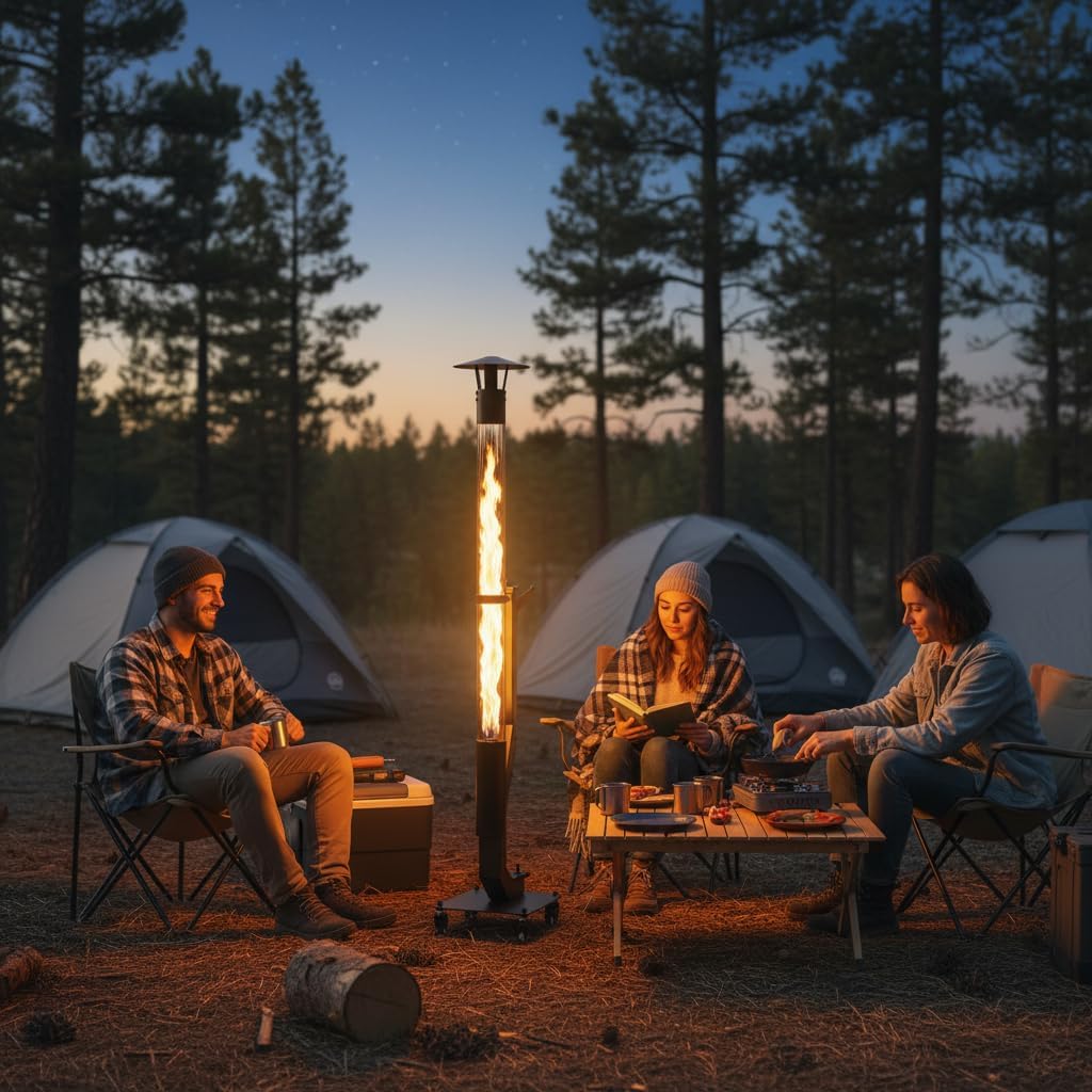 Wood Pellet Patio Heater, Outdoor Pellet Heater, Portable Wood Pellet Fire Pit with Ash Tray Patio Rocket Stove for Backyard Camping Garden Balcony, PH08