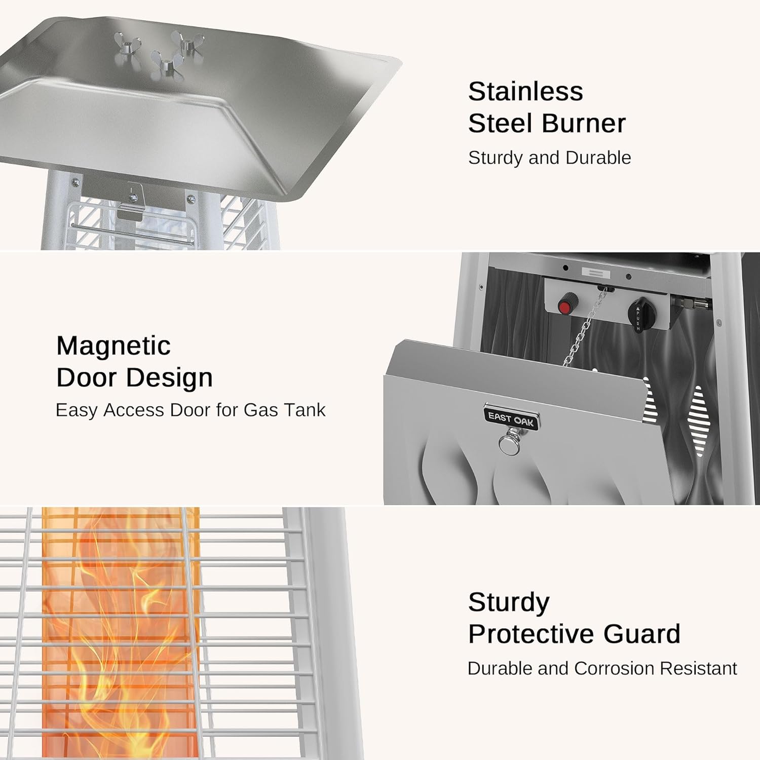 50,000 BTU Patio Heater for Outdoor Use With Round Table Design, Double-Layer Stainless Steel Burner and Wheels, Outdoor Patio Heater for Home and Commercial, Bronze, 31.9 x 31.9 x 86.6