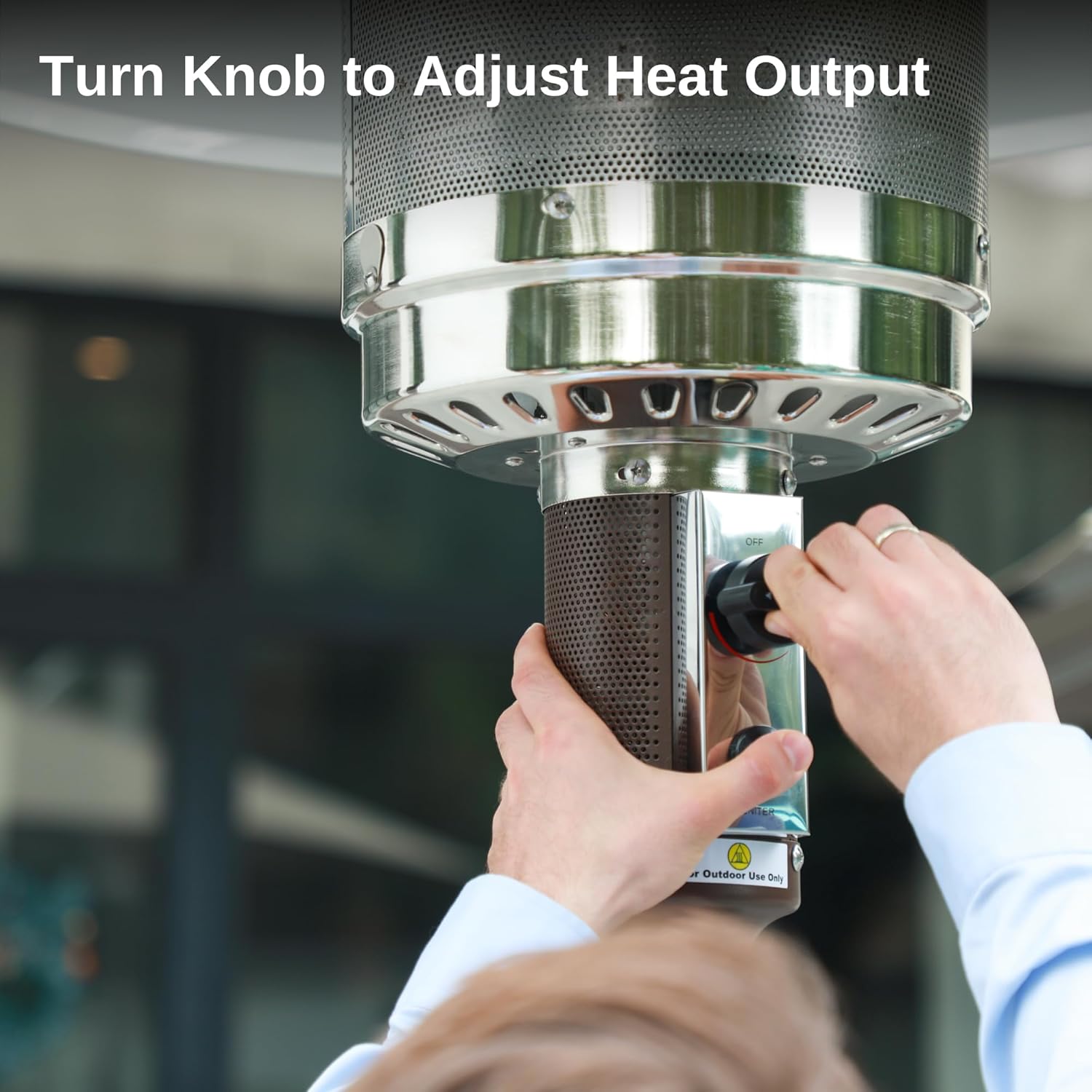 50,000 BTU Patio Heater for Outdoor Use With Round Table Design, Double-Layer Stainless Steel Burner and Wheels, Outdoor Patio Heater for Home and Commercial, Bronze, 31.9 x 31.9 x 86.6