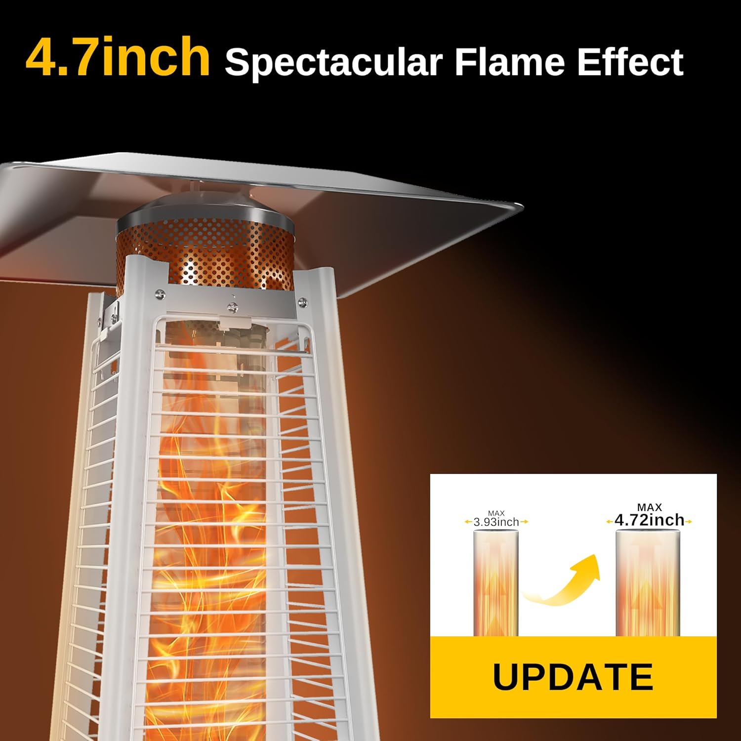 50,000 BTU Patio Heater for Outdoor Use With Round Table Design, Double-Layer Stainless Steel Burner and Wheels, Outdoor Patio Heater for Home and Commercial, Bronze, 31.9 x 31.9 x 86.6
