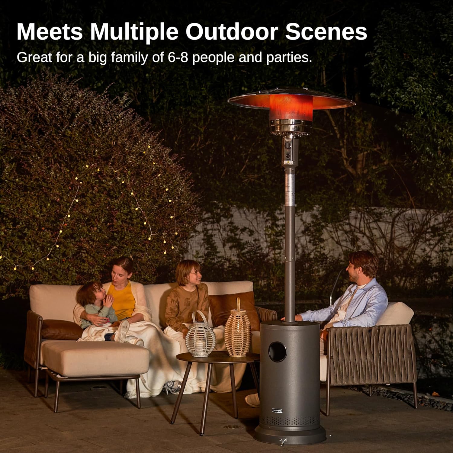 50,000 BTU Patio Heater for Outdoor Use With Round Table Design, Double-Layer Stainless Steel Burner and Wheels, Outdoor Patio Heater for Home and Commercial, Bronze, 31.9 x 31.9 x 86.6
