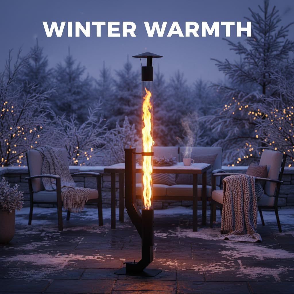 Wood Pellet Patio Heater, Outdoor Pellet Heater, Portable Wood Pellet Fire Pit with Ash Tray Patio Rocket Stove for Backyard Camping Garden Balcony, PH08