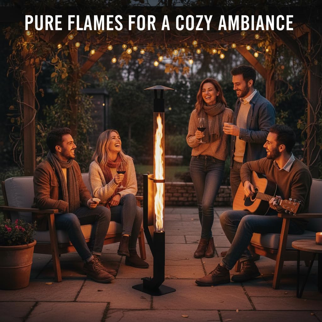 Wood Pellet Patio Heater, Outdoor Pellet Heater, Portable Wood Pellet Fire Pit with Ash Tray Patio Rocket Stove for Backyard Camping Garden Balcony, PH08