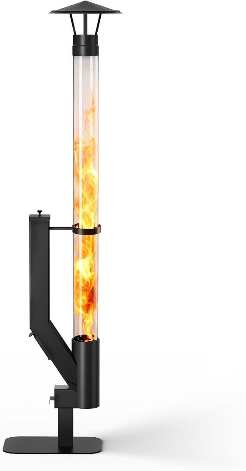 Wood Pellet Patio Heater, Outdoor Pellet Heater, Portable Wood Pellet Fire Pit with Ash Tray Patio Rocket Stove for Backyard Camping Garden Balcony, PH08