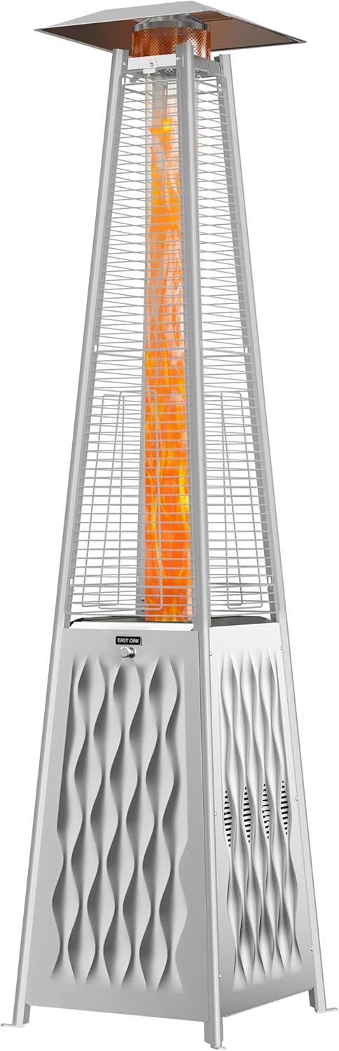 50,000 BTU Patio Heater for Outdoor Use With Round Table Design, Double-Layer Stainless Steel Burner and Wheels, Outdoor Patio Heater for Home and Commercial, Bronze, 31.9 x 31.9 x 86.6