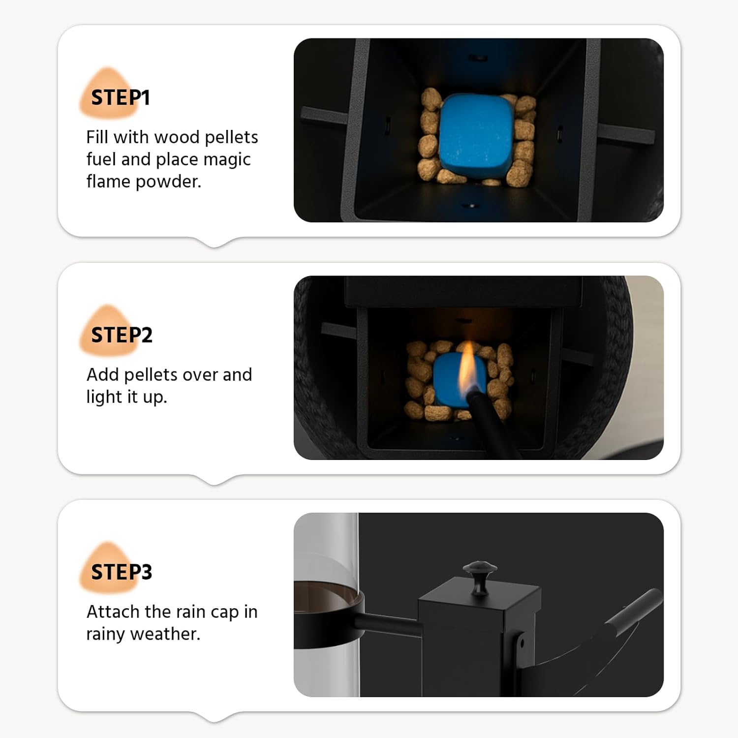 Wood Pellet Patio Heater, Outdoor Pellet Heater, Portable Wood Pellet Fire Pit with Ash Tray Patio Rocket Stove for Backyard Camping Garden Balcony, PH08