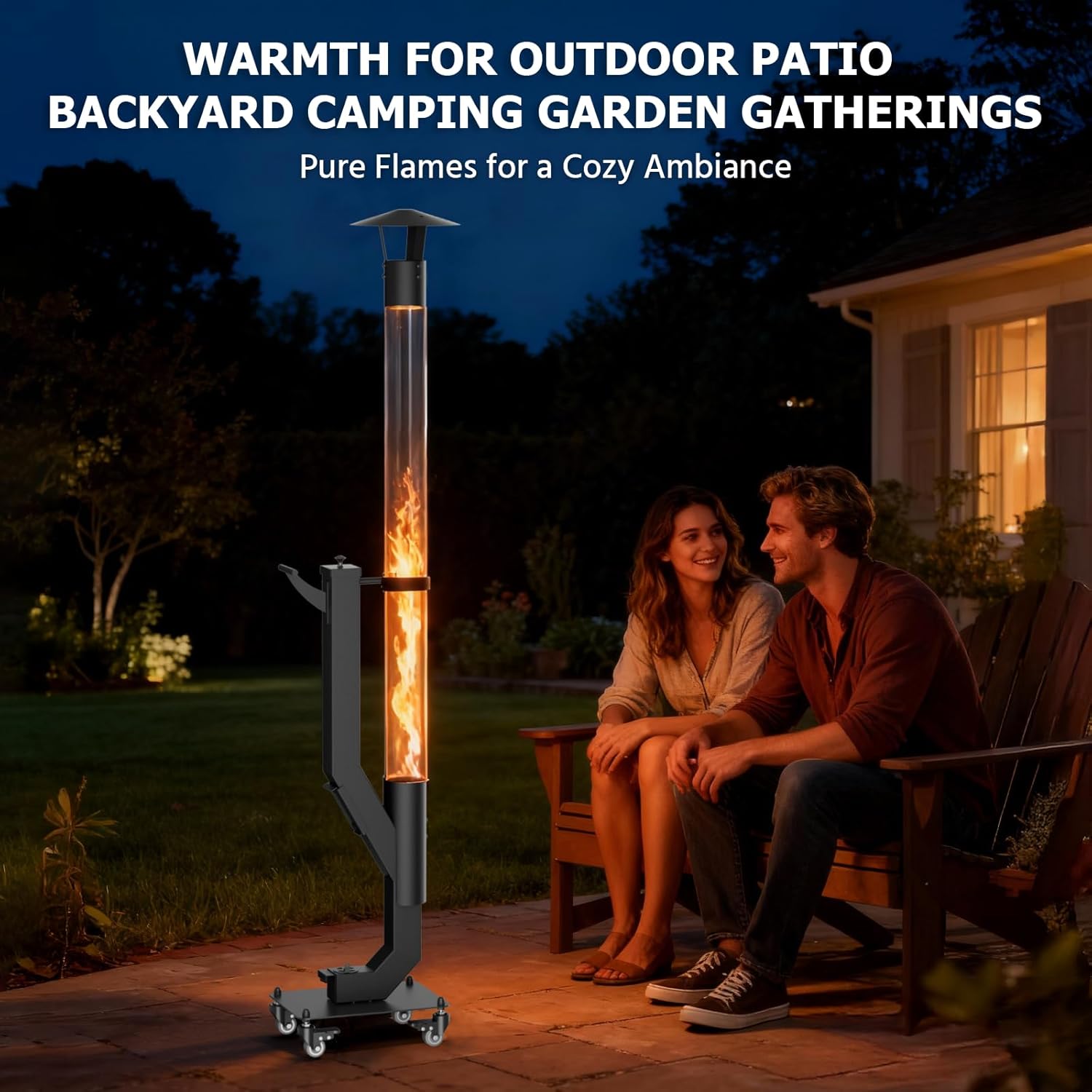 Wood Pellet Patio Heater, Outdoor Pellet Heater, Portable Wood Pellet Fire Pit with Ash Tray Patio Rocket Stove for Backyard Camping Garden Balcony, PH08