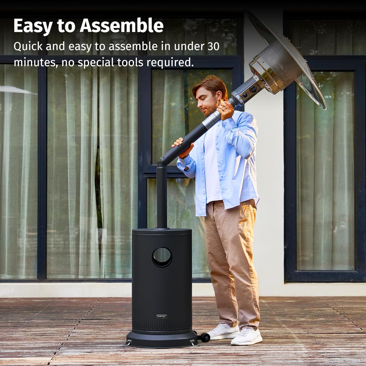 50,000 BTU Patio Heater for Outdoor Use With Round Table Design, Double-Layer Stainless Steel Burner and Wheels, Outdoor Patio Heater for Home and Commercial, Bronze, 31.9 x 31.9 x 86.6