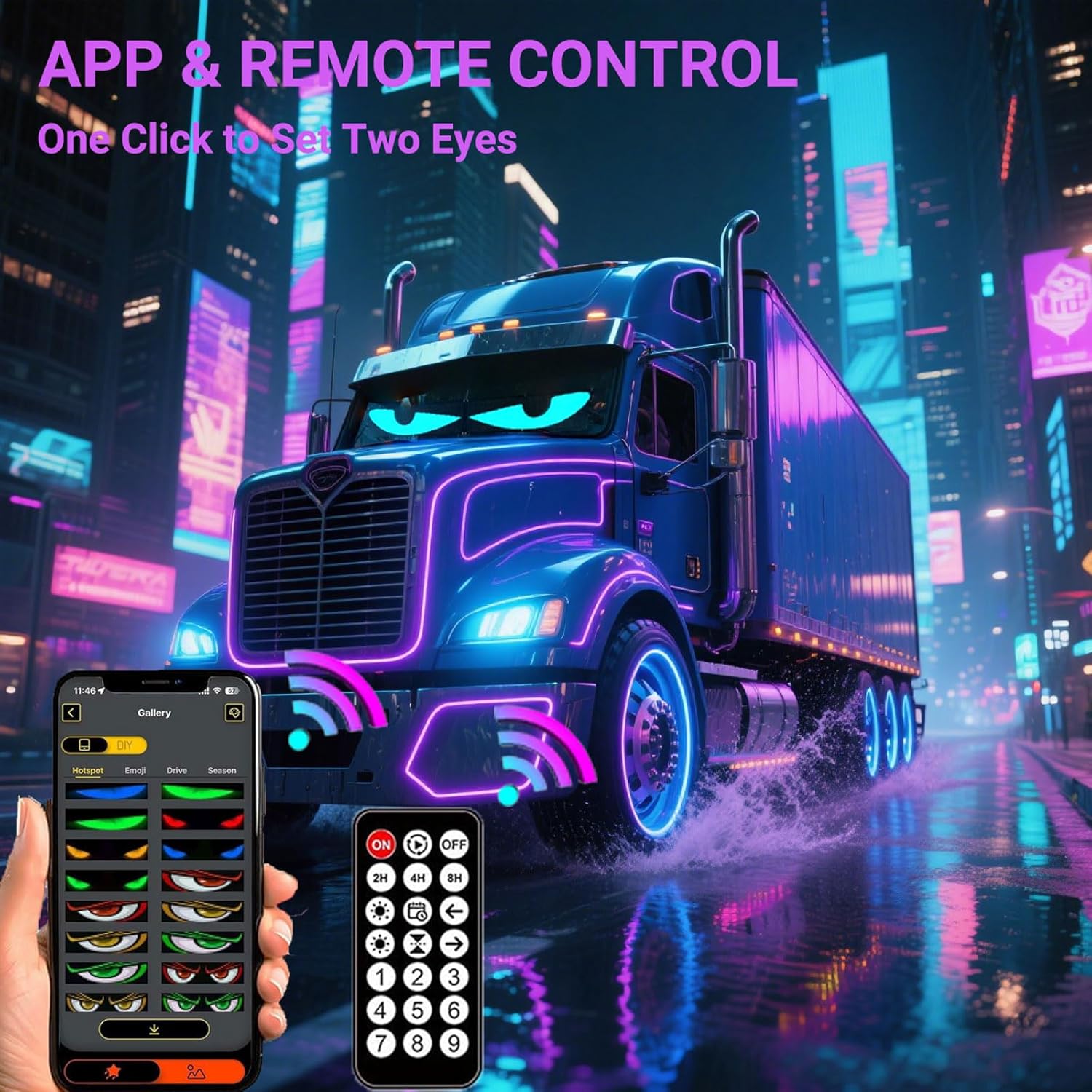 LED Eyes for Truck Windshield, 2PCS 23.6inx4.7in Devil Eyes Light for Windshield, Devil Eyes Light for Car, Truck, SUVs, Gift for Men