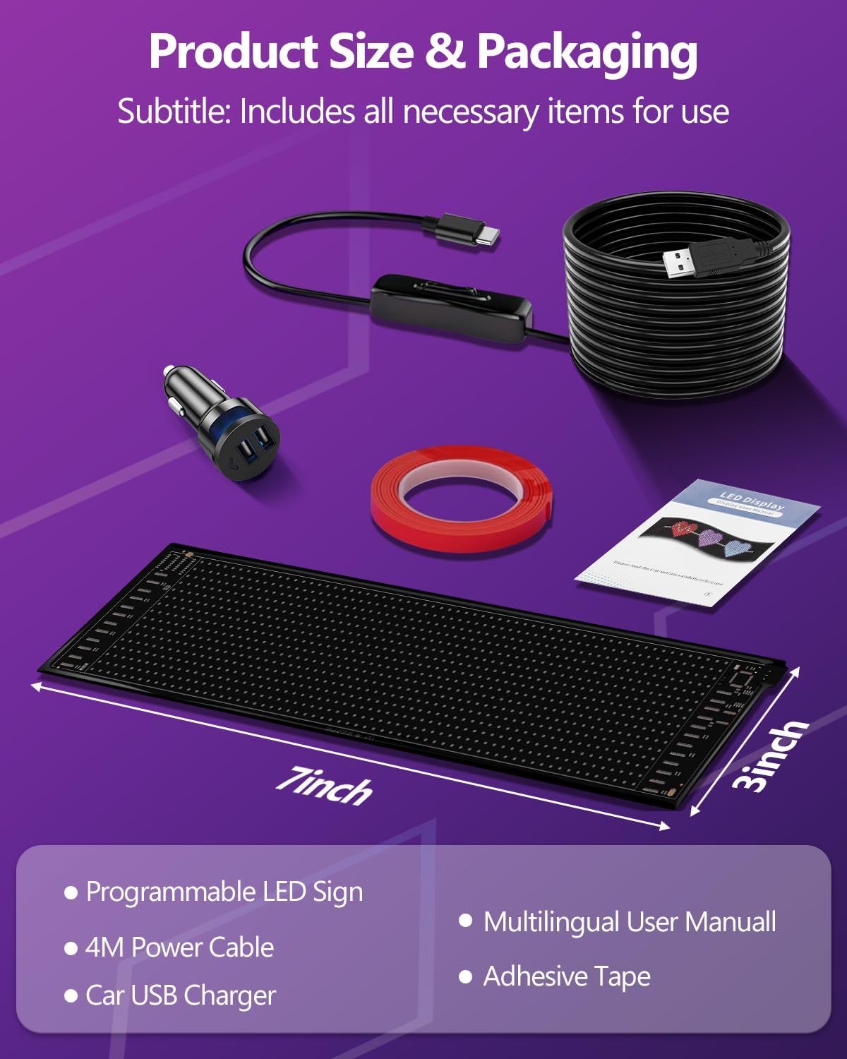 XAXVSTS Multifunctional Bright 2PCS Devil Eyes Cars SUVs & Trucks Windshield - 19in x 5in [ 2025 Tech Two Screen Synchronization Chips ] Flexible Programmable LED Eyes for Car