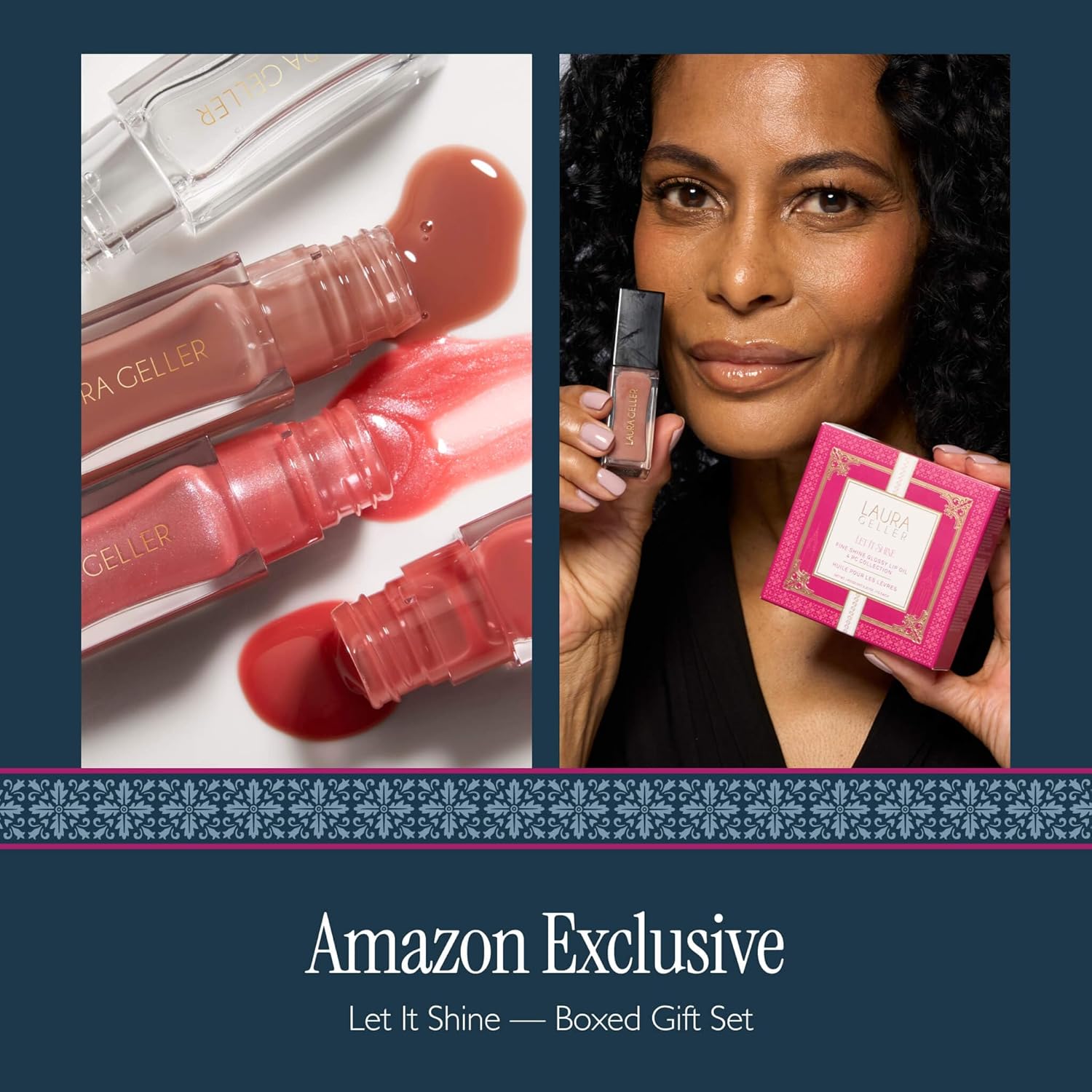 LAURA GELLER NEW YORK Let It Shine Boxed Gift Set | Includes 4 Fine Shine Glossy Lip Oils in Exclusive New Shades | Hydrating Lip Treatment with Peptides