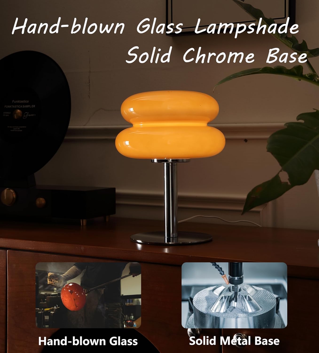 Glivpny Mushroom Lamp for Bedroom,Mid Century Modern Lamp for Nightstand, Dimmable Retro Egg Tart Bedside Small Lamps,Unique Home Mushroom Decor Aesthetic Cute Table Lamps for Living Room (Orange)