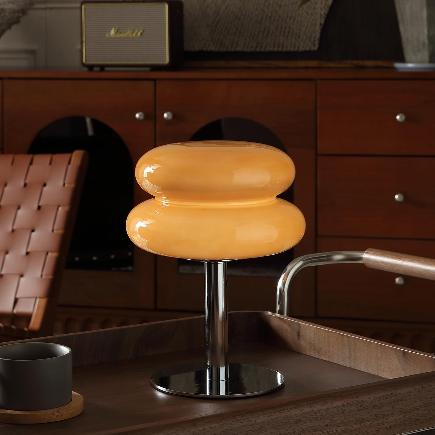 Glivpny Mushroom Lamp for Bedroom,Mid Century Modern Lamp for Nightstand, Dimmable Retro Egg Tart Bedside Small Lamps,Unique Home Mushroom Decor Aesthetic Cute Table Lamps for Living Room (Orange)