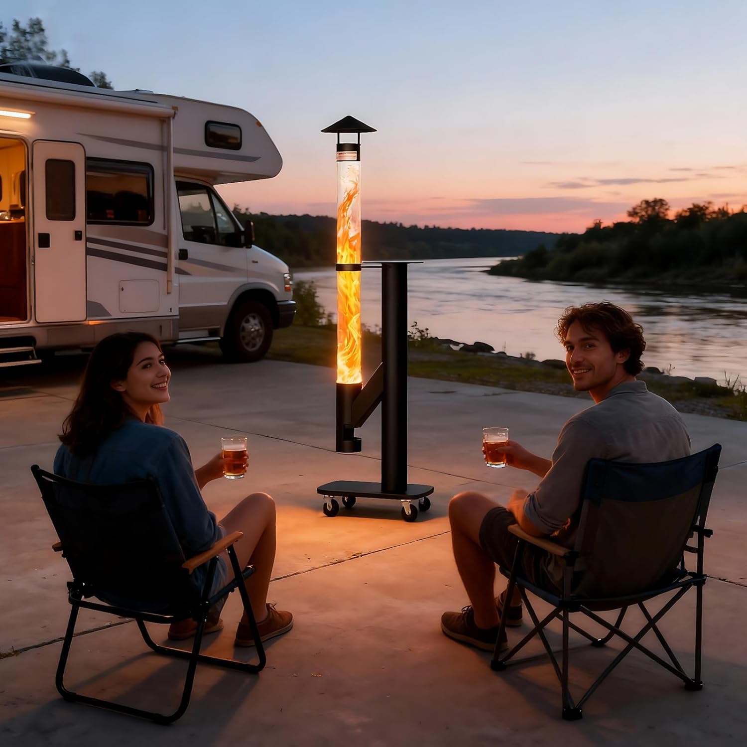 62 Inches Wood Pellet Heater - Patio Heater Wood Pellet Stove - Smokeless Pellet Fire Pits for Outside - Patio Rocket Stove for Camping Garden Picnic