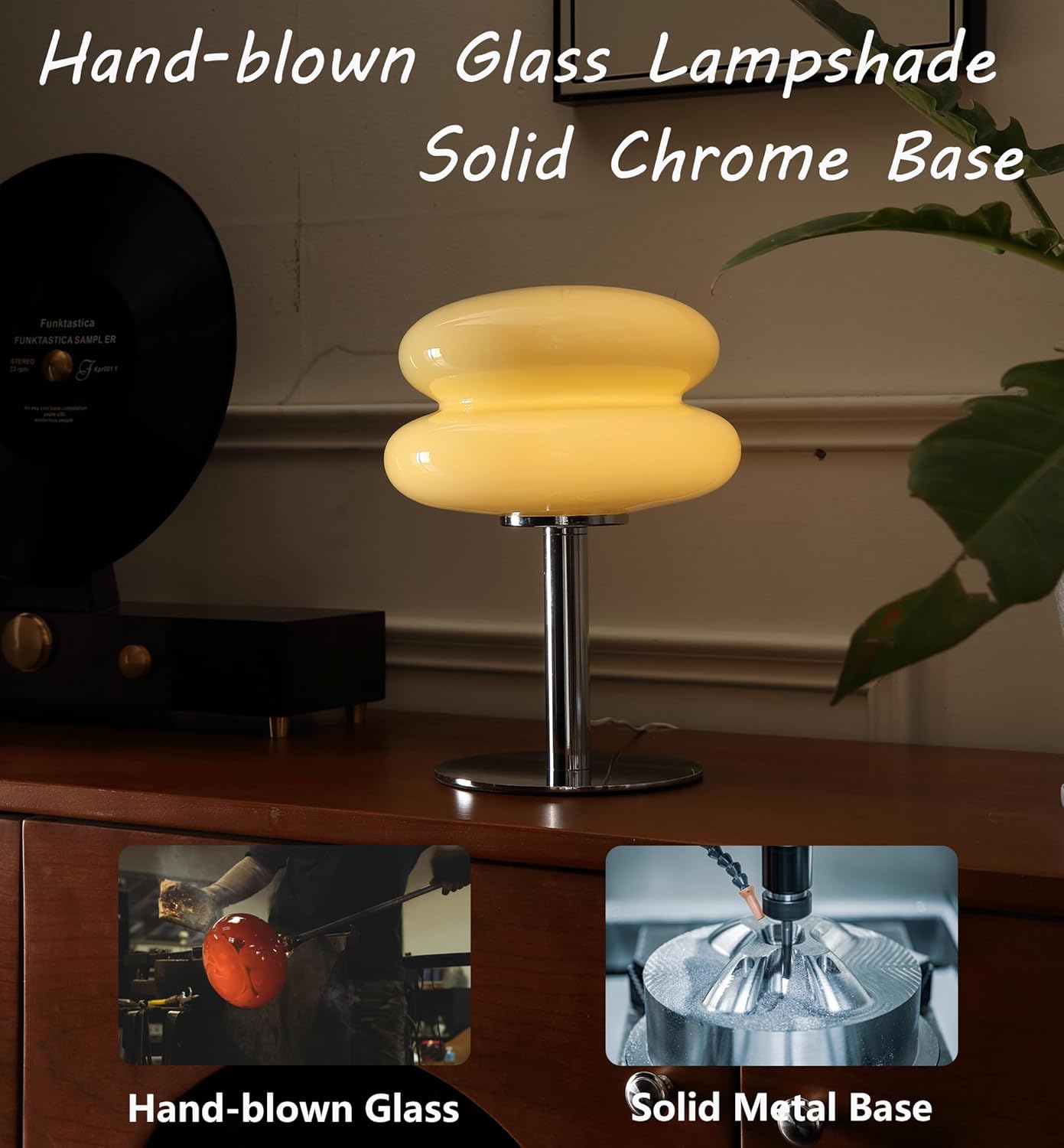 Glivpny Mushroom Lamp for Bedroom,Mid Century Modern Lamp for Nightstand, Dimmable Retro Egg Tart Bedside Small Lamps,Unique Home Mushroom Decor Aesthetic Cute Table Lamps for Living Room (Orange)