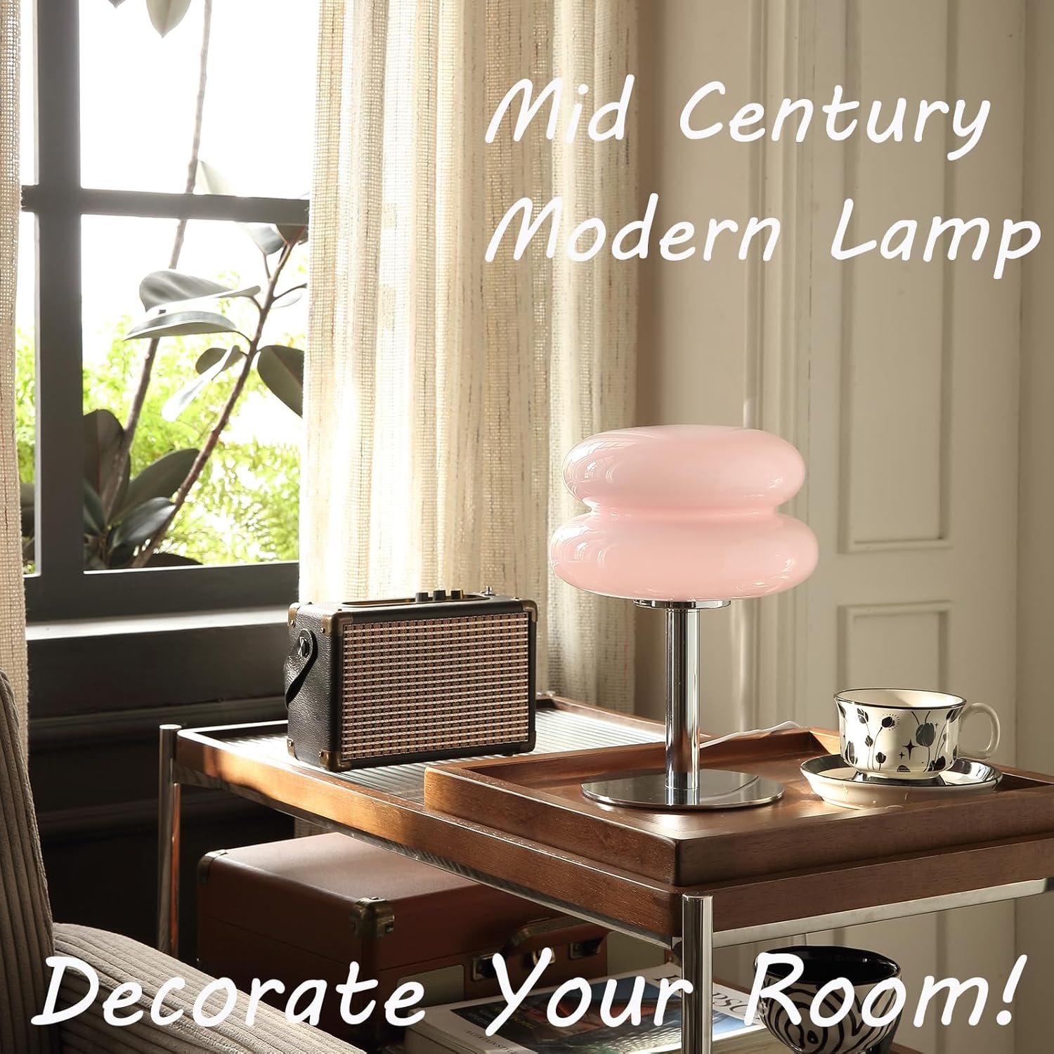 Glivpny Mushroom Lamp for Bedroom,Mid Century Modern Lamp for Nightstand, Dimmable Retro Egg Tart Bedside Small Lamps,Unique Home Mushroom Decor Aesthetic Cute Table Lamps for Living Room (Orange)