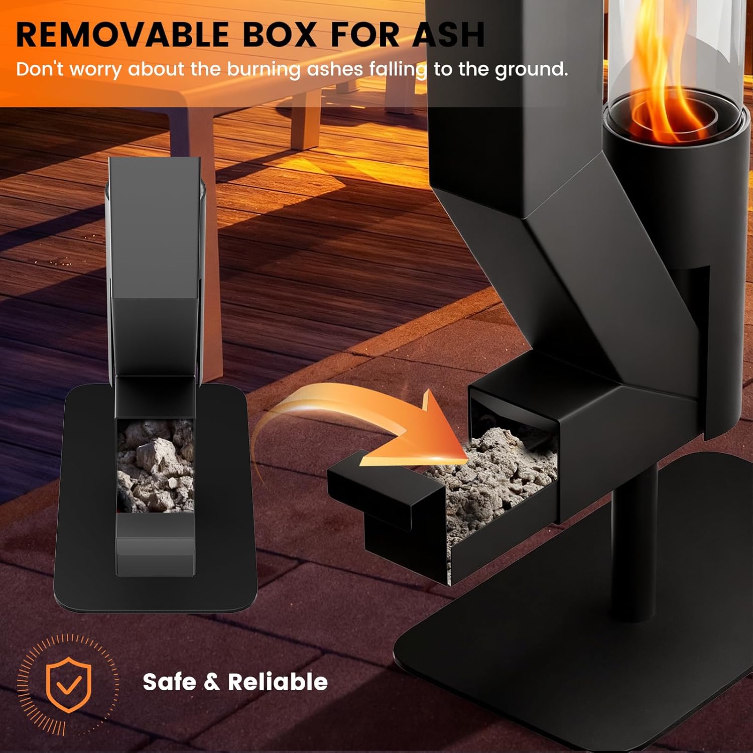 62 Inches Wood Pellet Heater - Patio Heater Wood Pellet Stove - Smokeless Pellet Fire Pits for Outside - Patio Rocket Stove for Camping Garden Picnic