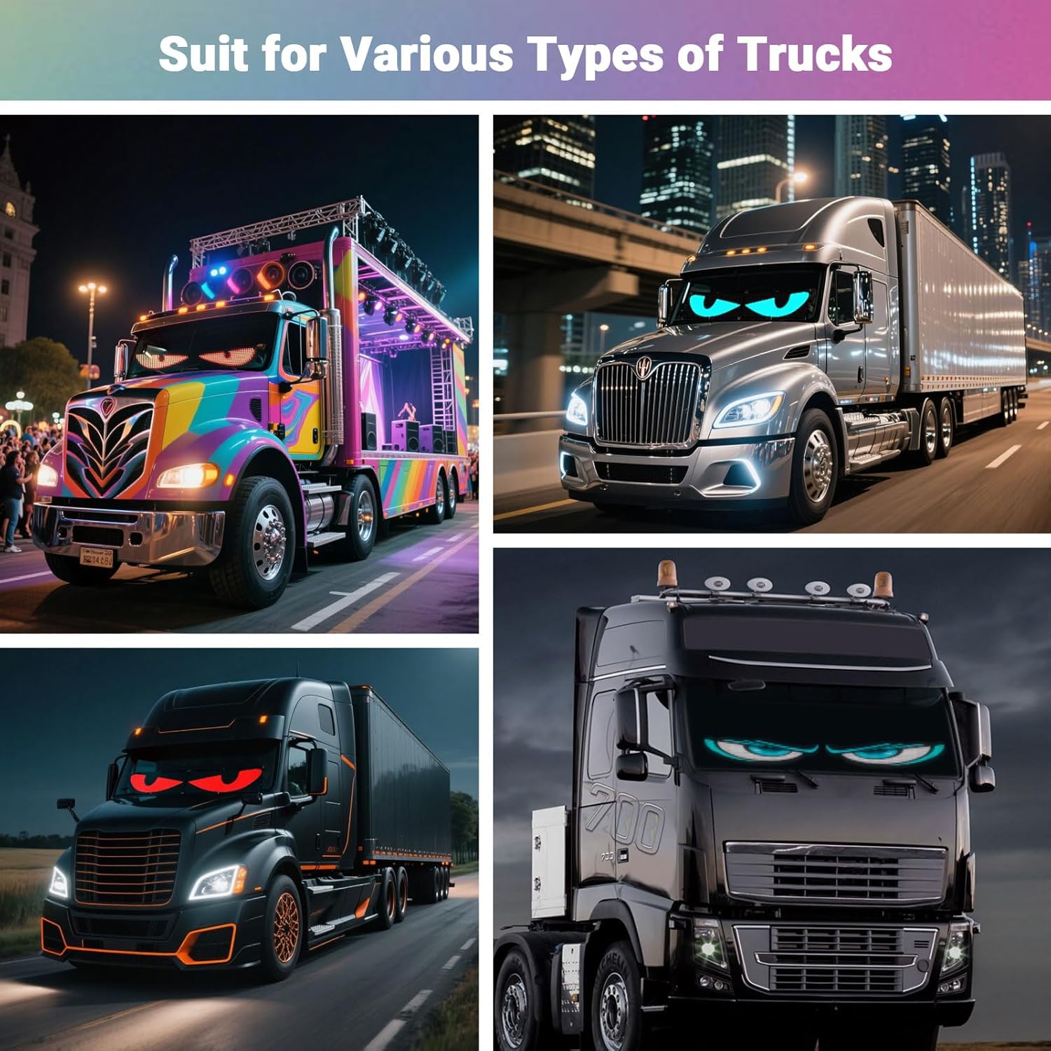 LED Eyes for Truck Windshield, 2PCS 23.6inx4.7in Devil Eyes Light for Windshield, Devil Eyes Light for Car, Truck, SUVs, Gift for Men