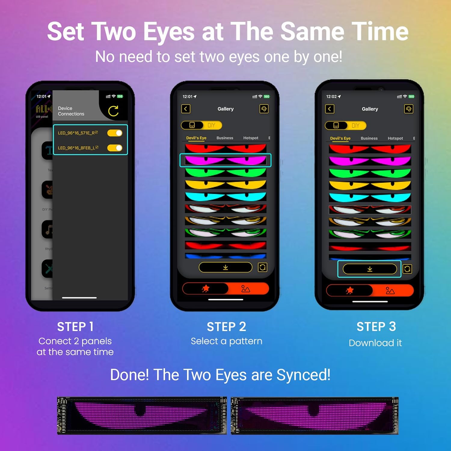 LED Eyes for Truck Windshield, 2PCS 23.6inx4.7in Devil Eyes Light for Windshield, Devil Eyes Light for Car, Truck, SUVs, Gift for Men