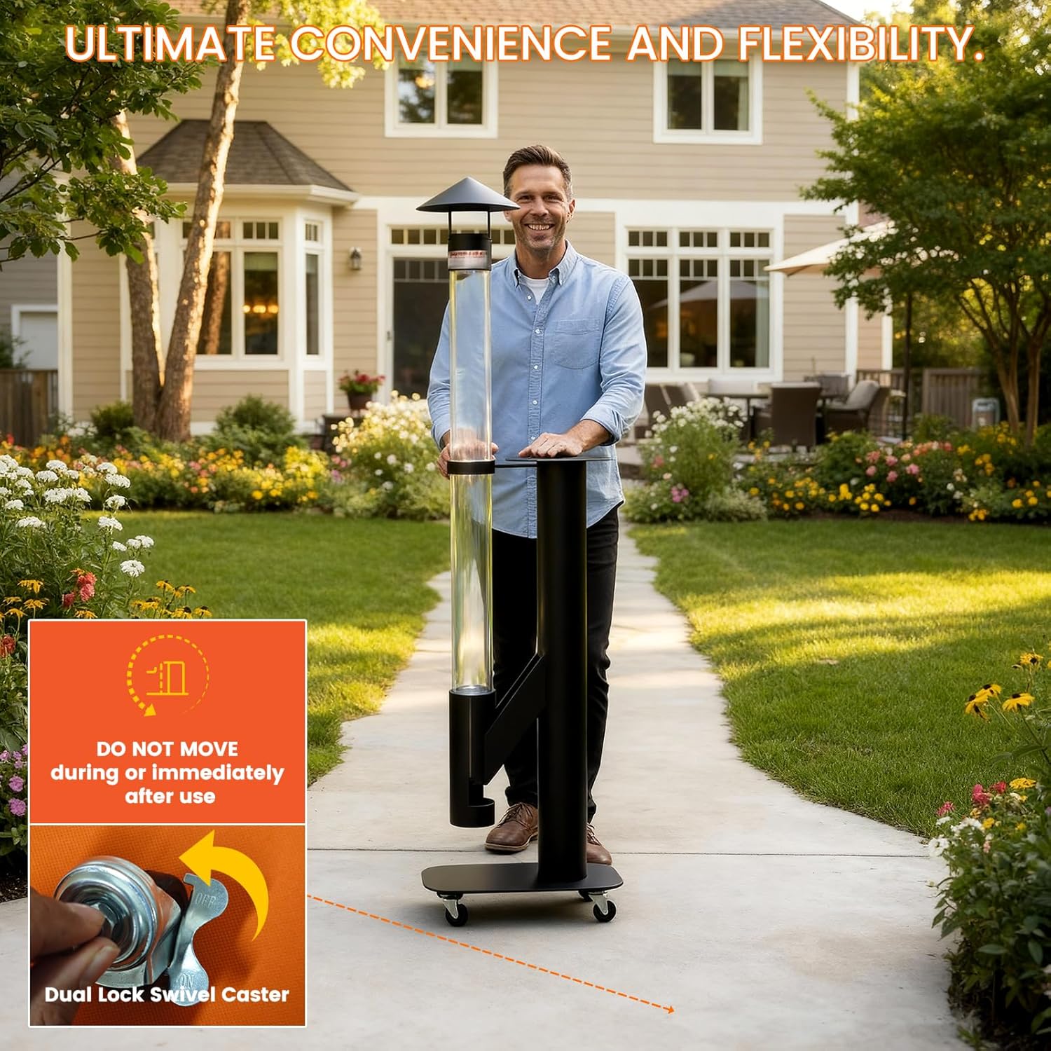 62 Inches Wood Pellet Heater - Patio Heater Wood Pellet Stove - Smokeless Pellet Fire Pits for Outside - Patio Rocket Stove for Camping Garden Picnic