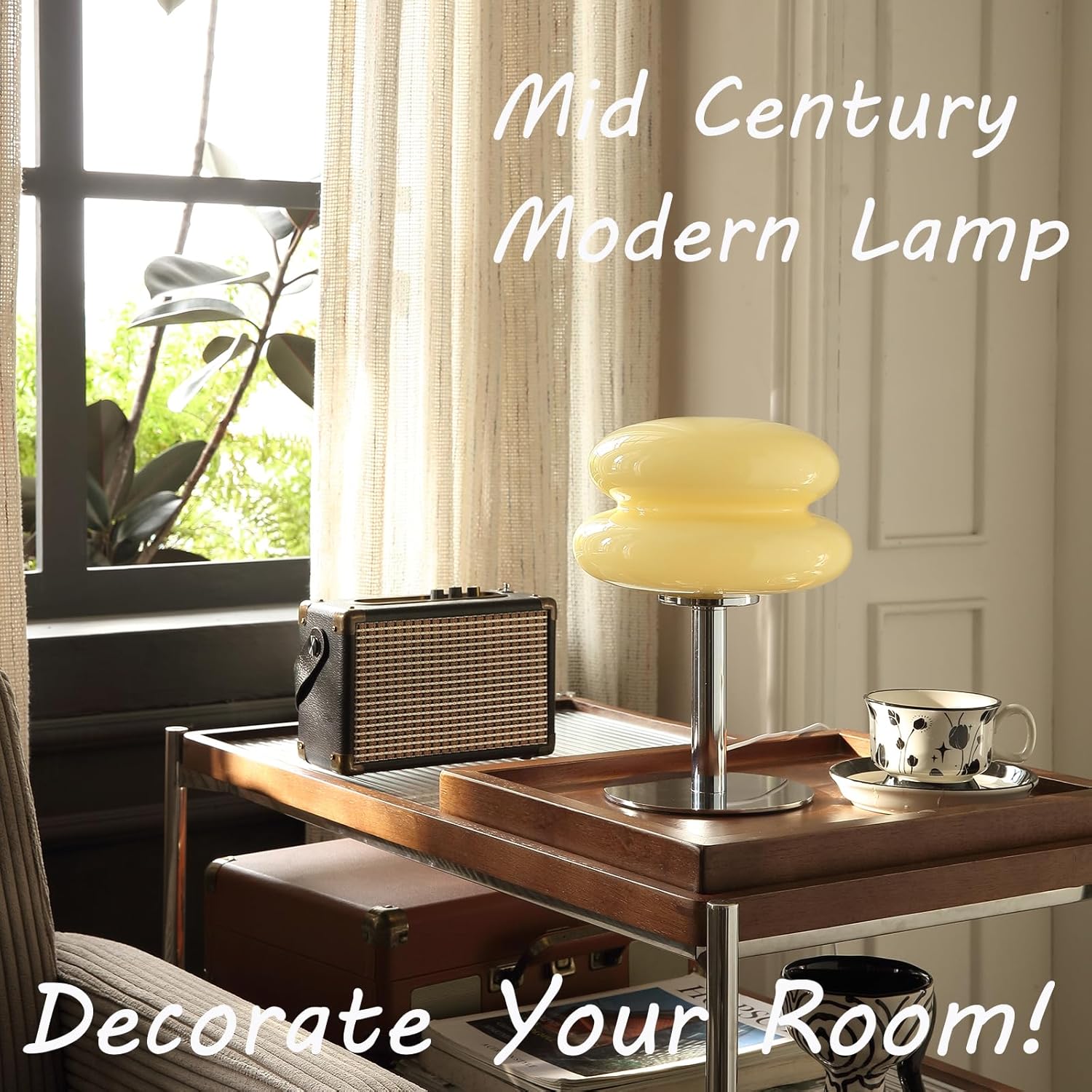 Glivpny Mushroom Lamp for Bedroom,Mid Century Modern Lamp for Nightstand, Dimmable Retro Egg Tart Bedside Small Lamps,Unique Home Mushroom Decor Aesthetic Cute Table Lamps for Living Room (Orange)
