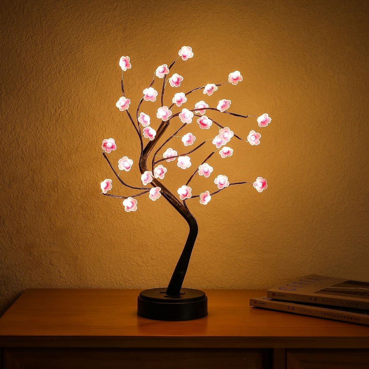 Cherry Blossom Tree Lamp, 18inch 36 Led Bonsai Tree Lights, Battery/USB Operated Japanese Decor Night Lights for Christmas Indoor Decorations Bedroom Home Gift Idea,Warm White