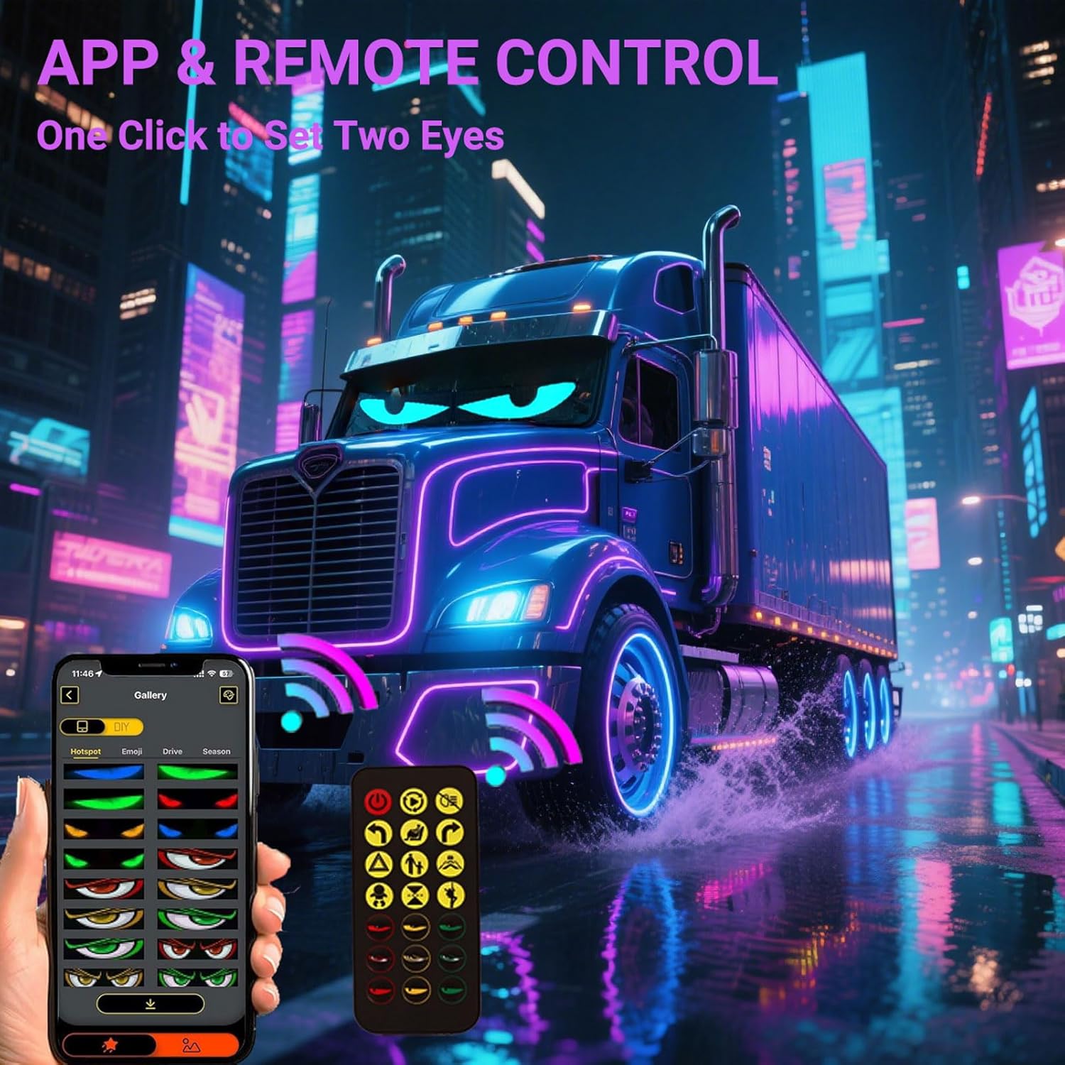 LED Eyes for Truck Windshield, 2PCS 23.6inx4.7in Devil Eyes Light for Windshield, Devil Eyes Light for Car, Truck, SUVs, Gift for Men