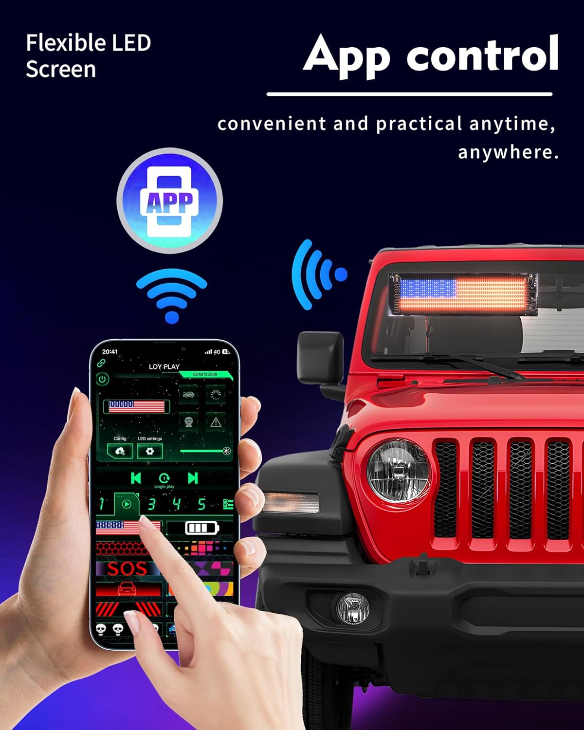 CRILEAL Devil's Eye 2-Pack: 19.3x4.3 Dual LED Eyes – Perfect Sync Windshield Display for Cars, SUVs & Trucks | Programmable USB Matrix, App/Remote Control, Custom Car Sign