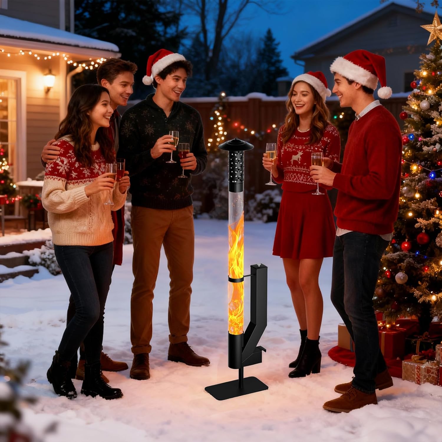 62 Inches Wood Pellet Heater - Patio Heater Wood Pellet Stove - Smokeless Pellet Fire Pits for Outside - Patio Rocket Stove for Camping Garden Picnic