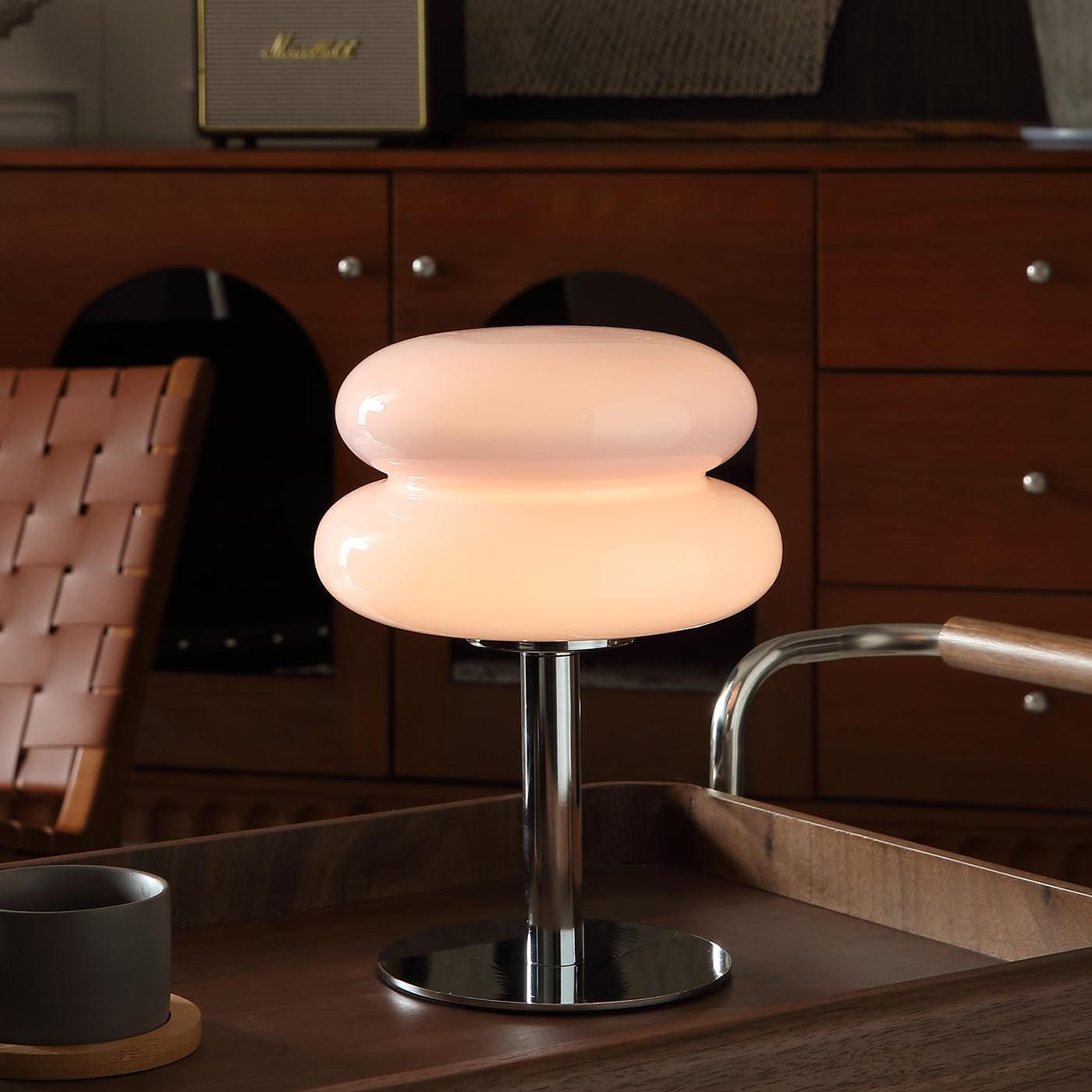 Glivpny Mushroom Lamp for Bedroom,Mid Century Modern Lamp for Nightstand, Dimmable Retro Egg Tart Bedside Small Lamps,Unique Home Mushroom Decor Aesthetic Cute Table Lamps for Living Room (Orange)