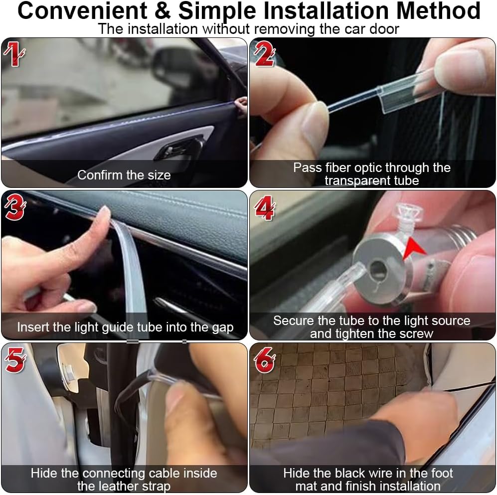 Interior Car LED Strip Lights APP Control, 5 in 1 RGB 16 Million Colors Ambient Lighting Kit with 236 inches Fiber Optic, Music Mode Inside Car Lighting Decorations