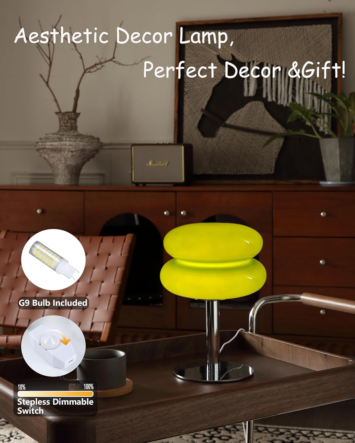 Glivpny Mushroom Lamp for Bedroom,Mid Century Modern Lamp for Nightstand, Dimmable Retro Egg Tart Bedside Small Lamps,Unique Home Mushroom Decor Aesthetic Cute Table Lamps for Living Room (Orange)