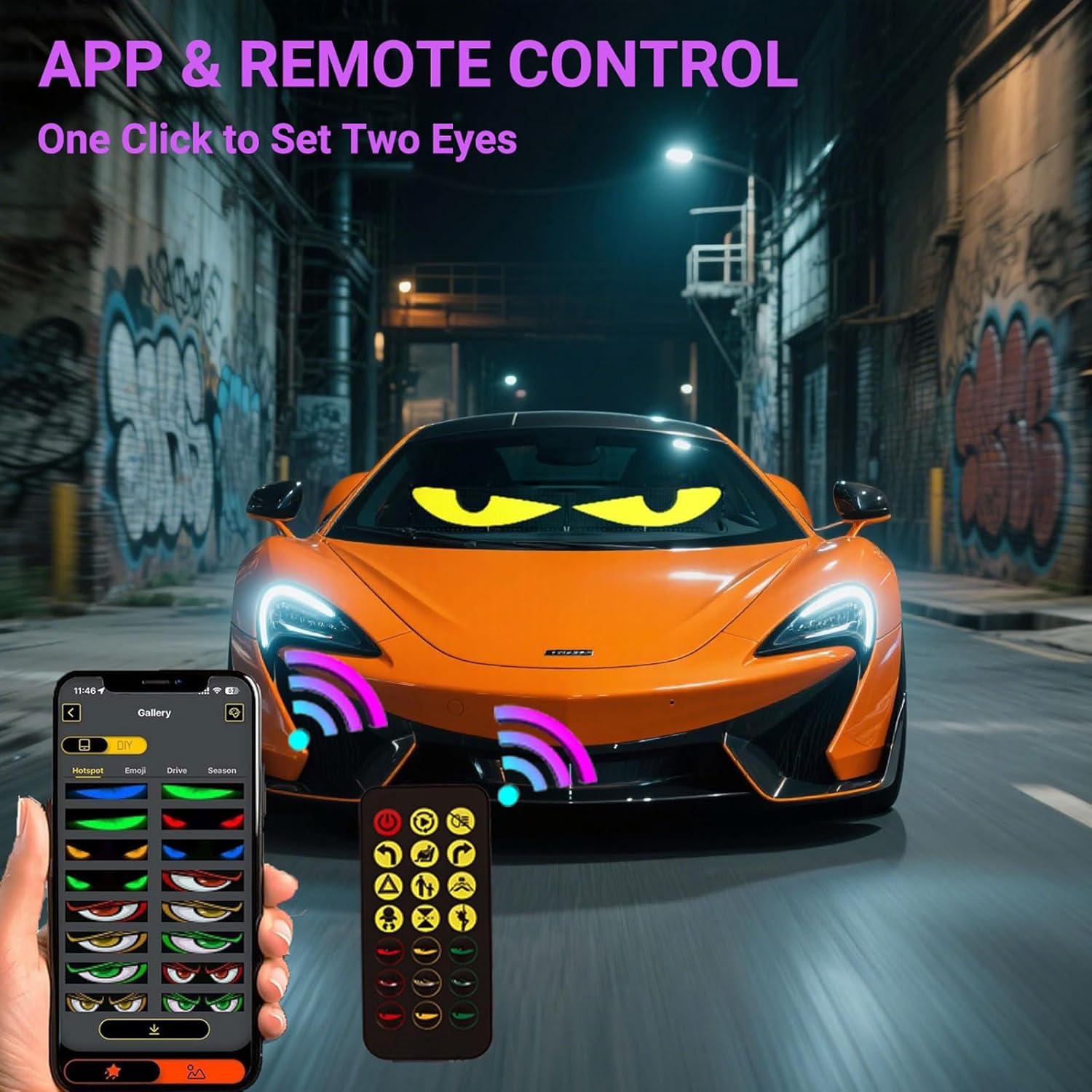 LED Eyes for Truck Windshield, 2PCS 23.6inx4.7in Devil Eyes Light for Windshield, Devil Eyes Light for Car, Truck, SUVs, Gift for Men