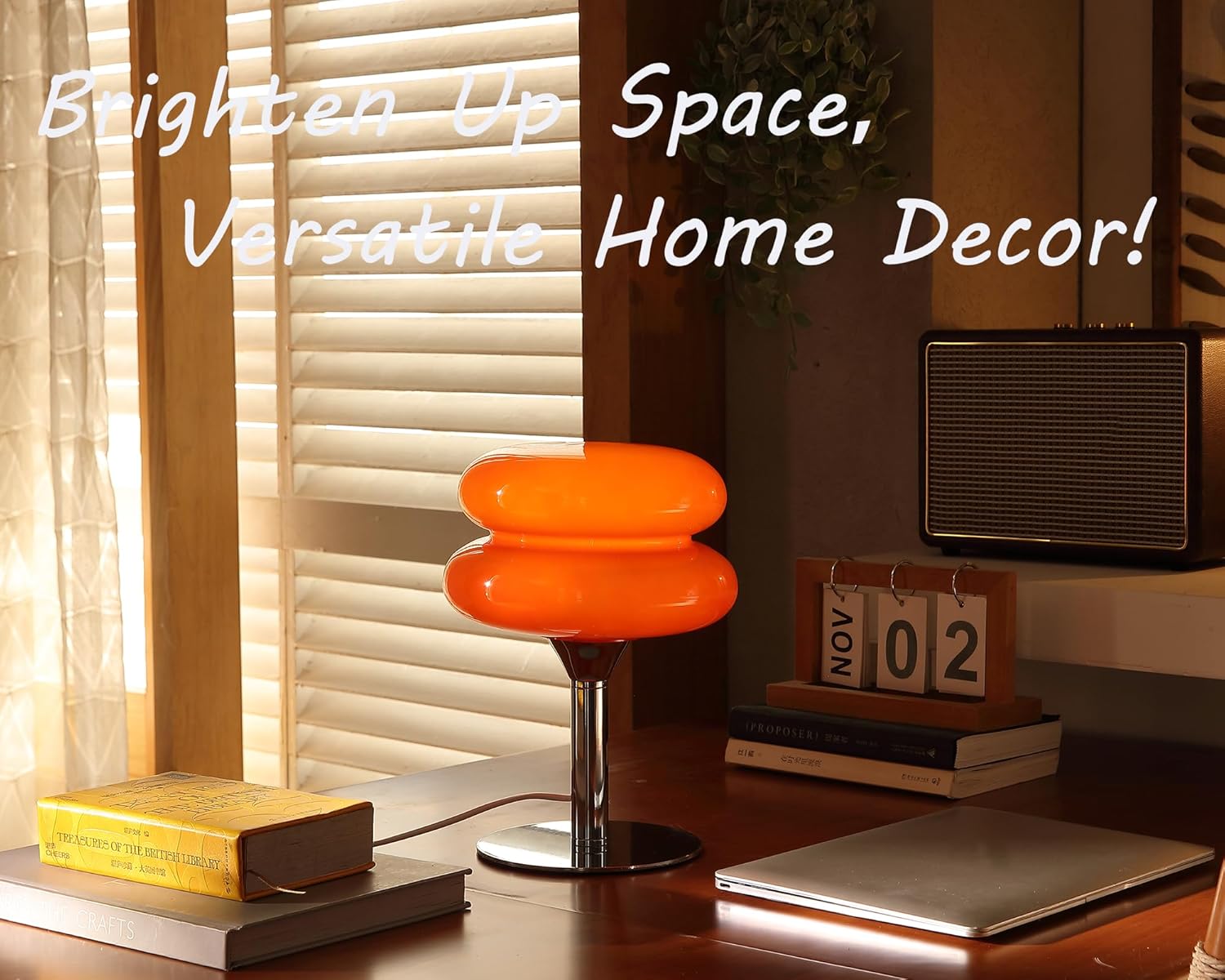 Glivpny Mushroom Lamp for Bedroom,Mid Century Modern Lamp for Nightstand, Dimmable Retro Egg Tart Bedside Small Lamps,Unique Home Mushroom Decor Aesthetic Cute Table Lamps for Living Room (Orange)