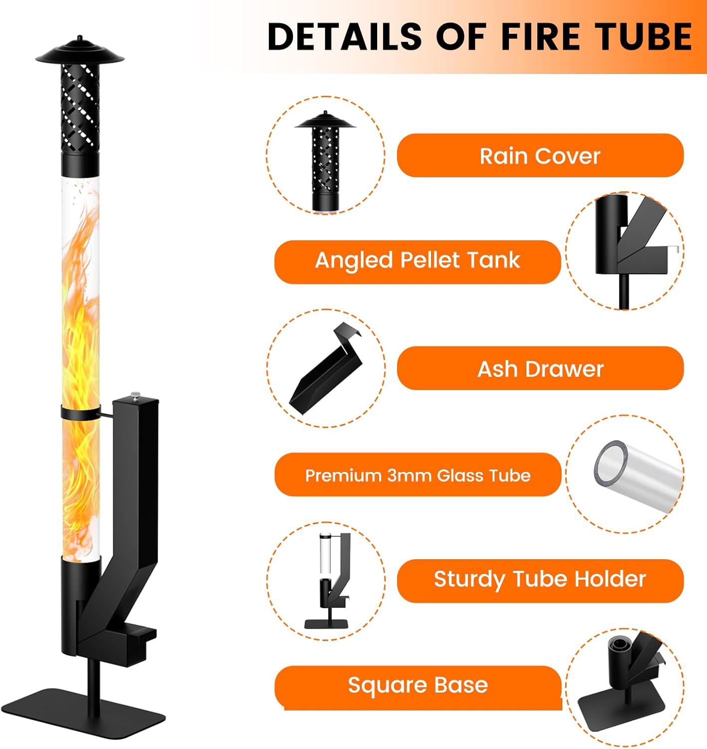 62 Inches Wood Pellet Heater - Patio Heater Wood Pellet Stove - Smokeless Pellet Fire Pits for Outside - Patio Rocket Stove for Camping Garden Picnic